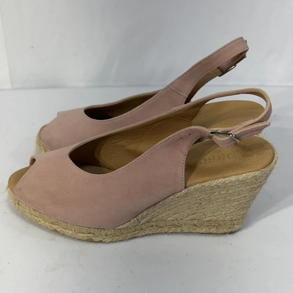 🌹 nwob Paseart  Pink Suede Wedge espadrilles Sandals